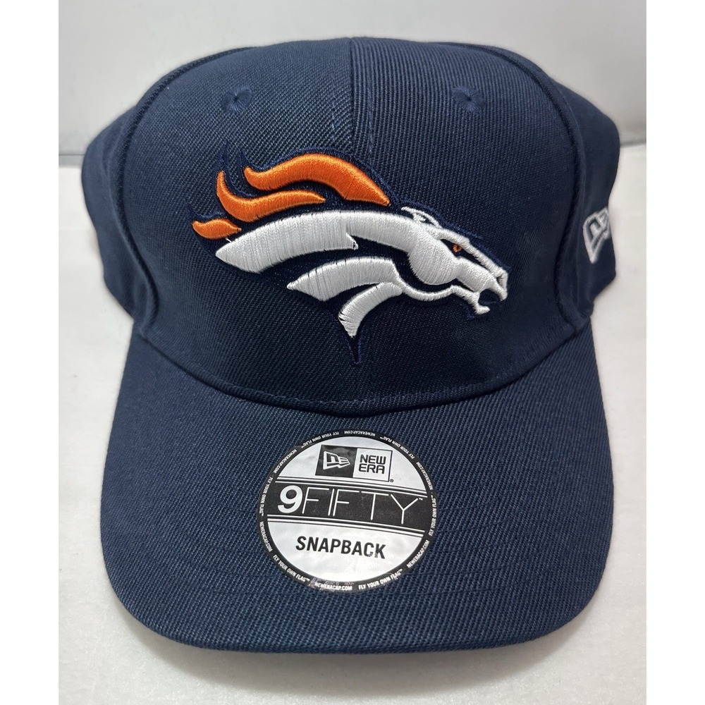 New Era Denver Broncos 9FIFTY Snapback Hat Navy One Size Flat Brim NFL